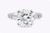 4.53 Carats Round Brilliant Cut Diamond Three-Stone Engagement Ring in White Gold