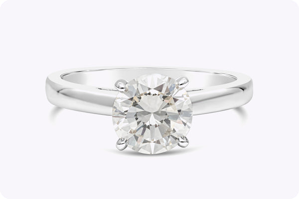 1.34 Carats Round Brilliant Cut Diamond Solitaire Engagement Ring in White Gold