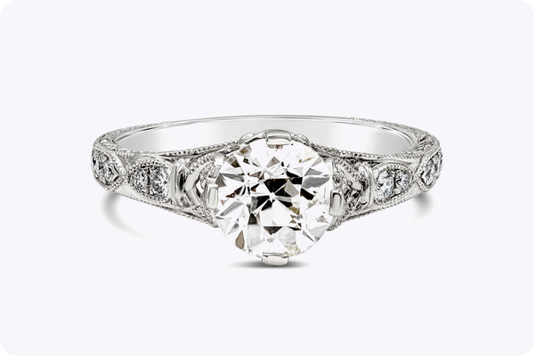 1.24 Carats Old European Cut Diamond Antique Engagement Ring in Platinum