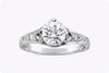 1.24 Carats Old European Cut Diamond Antique Engagement Ring in Platinum