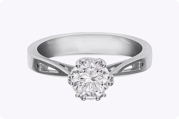 GIA Certified 1.12 Carats Round Brilliant Cut Diamond Solitaire Engagement Ring in White Gold