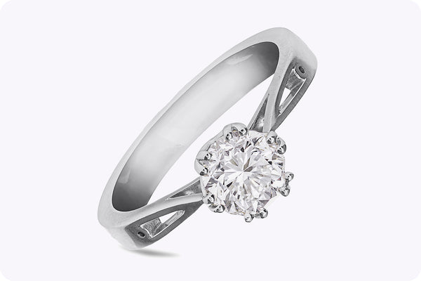 GIA Certified 1.12 Carats Round Brilliant Cut Diamond Solitaire Engagement Ring in White Gold