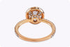 1.07 Carats Brilliant Round Cut Halo Diamond Pave Engagement Ring in Rose Gold