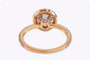 1.07 Carats Round Brilliant Cut Diamond Halo Pavé Engagement Ring in Rose Gold