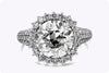 GIA Certified 5.56 Carats Old European Cut Diamond Halo Engagement Ring in White Gold