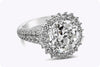 GIA Certified 5.56 Carats Old European Cut Diamond Halo Engagement Ring in White Gold