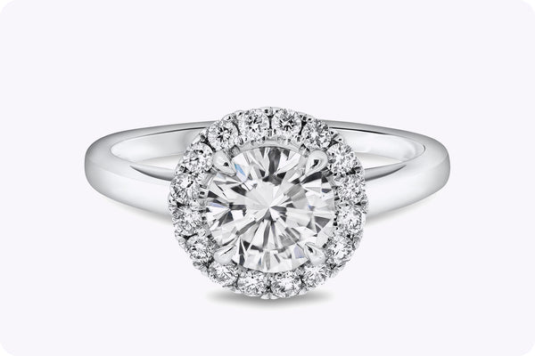 GIA Certified 1.02 Carats Round Brilliant Cut Diamond Halo Engagement Ring in White Gold