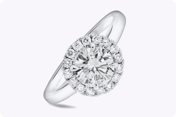 GIA Certified 1.02 Carats Round Brilliant Cut Diamond Halo Engagement Ring in White Gold