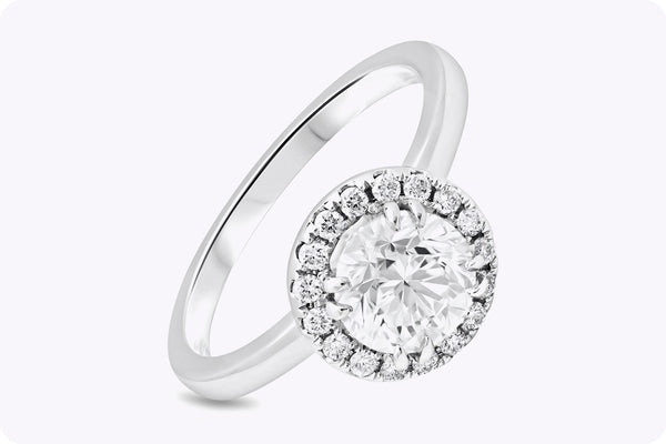 GIA Certified 1.20 Carats Round Brilliant Cut Diamond Halo Engagement Ring in White Gold