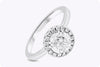 GIA Certified 1.20 Carats Brilliant Round Diamond Halo Engagement Ring in White Gold