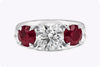 2.27 Carat Total Brilliant Round Cut Ruby Three-Stone Engagement Ring in Platinum