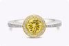 GIA Certified 1.02 Carat Deep Brownish Yellow Diamond Halo Engagement Ring in Yellow Gold & Platinum