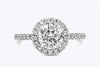 1.22 Carats Brilliant Round Diamond Halo Engagement Ring in Platinum