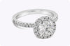 1.22 Carats Brilliant Round Diamond Halo Engagement Ring in Platinum