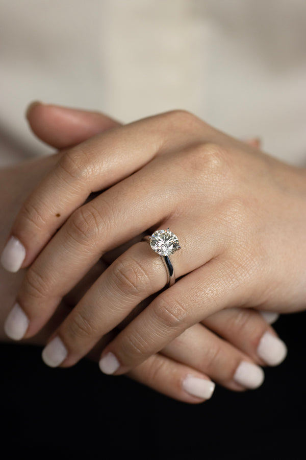 GIA Certified 3.68 Carats Round Brilliant Cut Diamond Solitaire Engagement Ring in White Gold