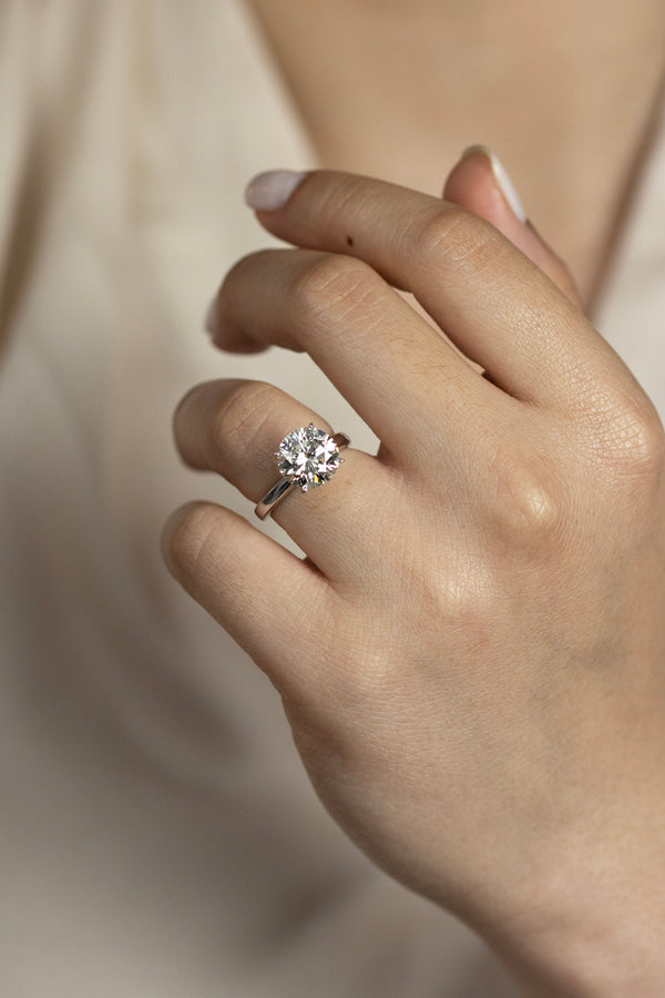 GIA Certified 3.68 Carats Round Brilliant Cut Diamond Solitaire Engagement Ring in White Gold