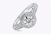 Antique-Style 0.82 Carats Brilliant Round Diamond Halo Engagement Ring in White Gold