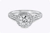 Antique-Style 0.82 Carats Brilliant Round Diamond Halo Engagement Ring in White Gold