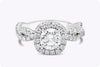 GIA Certified 0.93 Carats Brilliant Round Diamond Halo Infinity Engagement Ring in White Gold