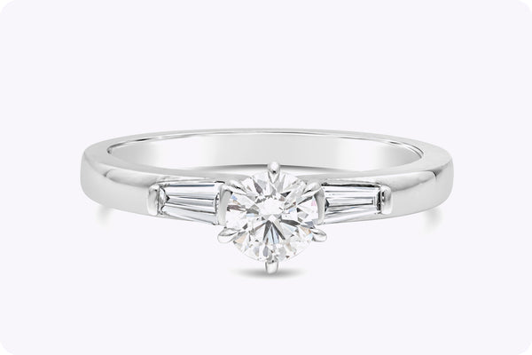 0.45 Carat Round Brilliant Cut Diamond Three-Stone Engagement Ring in White Gold