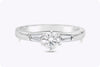 0.45 Carats Brilliant Round Diamond Three-Stone Engagement Ring in White Gold
