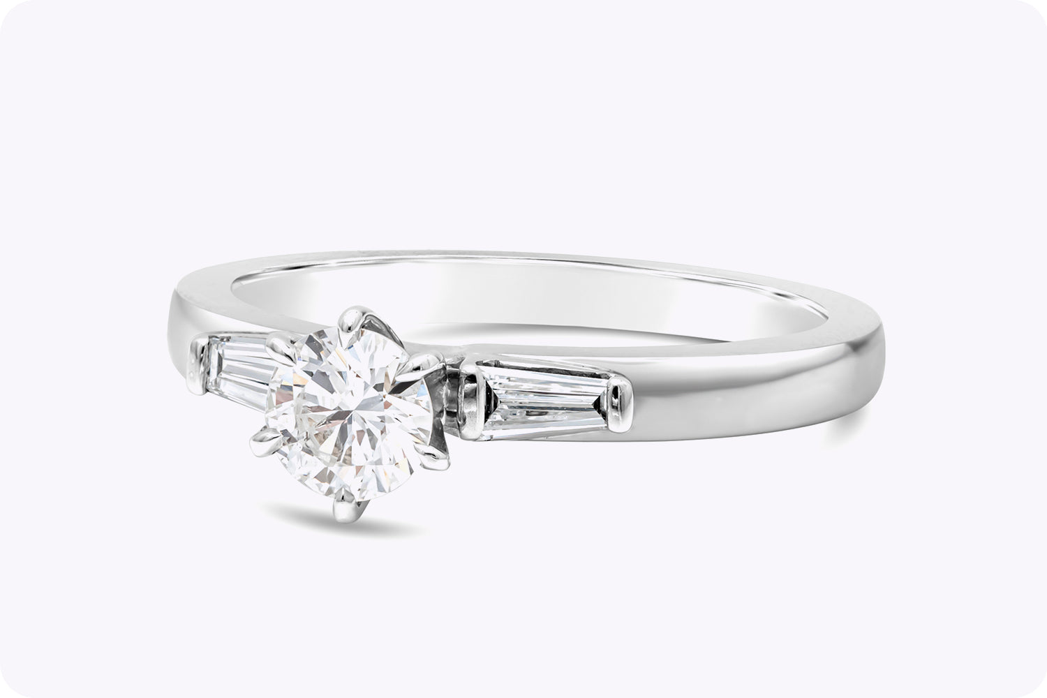 0.45 Carat Round Brilliant Cut Diamond Three-Stone Engagement Ring in White Gold