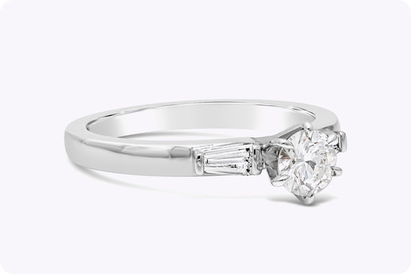 0.45 Carat Round Brilliant Cut Diamond Three-Stone Engagement Ring in White Gold