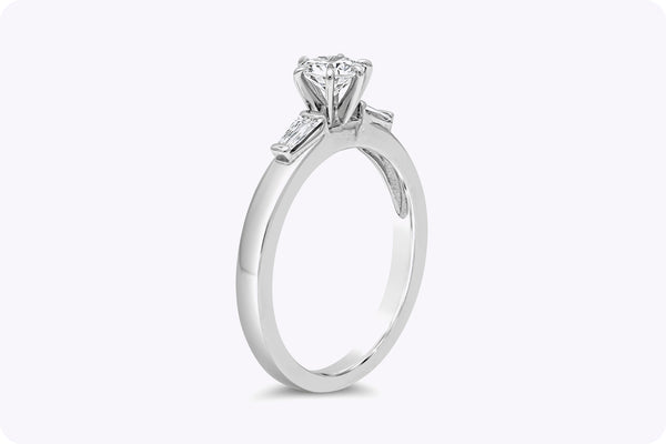 0.45 Carat Round Brilliant Cut Diamond Three-Stone Engagement Ring in White Gold