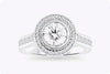GIA Certified 1.00 Carats Brilliant Round Diamond Halo Antique-Style Engagement Ring in White Gold