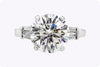 GIA Certified 5.02 Carats Round Brilliant Cut Diamond Three-Stone Engagement Ring in Platinum