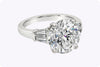 GIA Certified 5.02 Carats Round Brilliant Cut Diamond Three-Stone Engagement Ring in Platinum