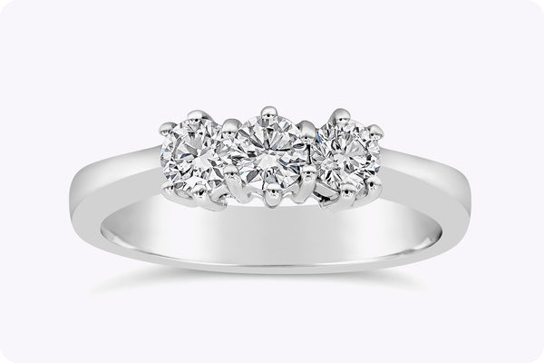 0.58 Carat Total Round Brilliant Cut Diamond Three-Stone Engagement Ring in White Gold