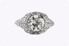 GIA Certified 1.97 Carats Brilliant Round Shape Diamond Antique Engagement Ring in Platinum