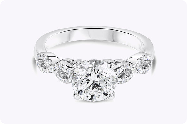 GIA Certified 1.51 Carats Round Brilliant Cut Diamond Eternity Engagement Ring in White Gold