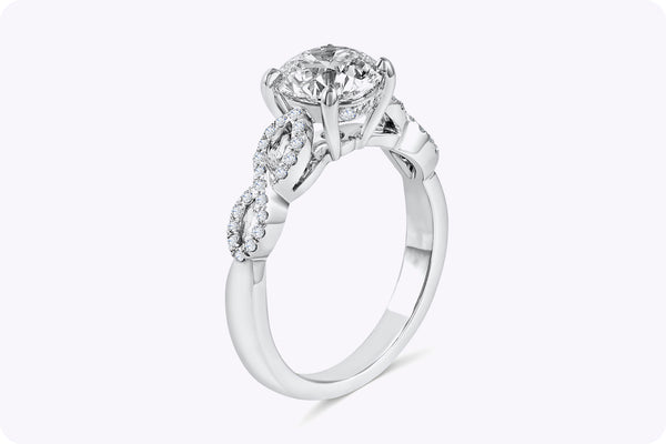 GIA Certified 1.51 Carats Round Brilliant Cut Diamond Eternity Engagement Ring in White Gold