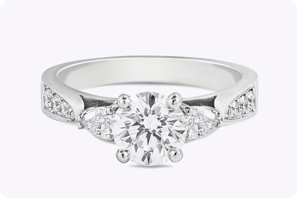 GIA Certified 1.00 Carat Round Brilliant Cut Diamond Three-Stone Engagement Ring in Platinum