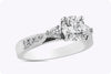 GIA Certified 1.00 Carat Round Diamond Three-Stone Engagement Ring in Platinum