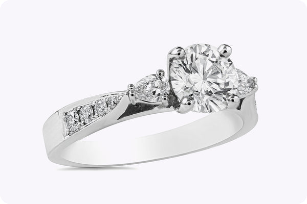 GIA Certified 1.00 Carat Round Brilliant Cut Diamond Three-Stone Engagement Ring in Platinum