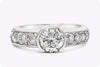 1.01 Carats Round Diamond Half-Bezel Engagement Ring in White Gold