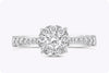 0.74 Carats Total Brilliant Round Diamond Graduating Pave Cluster Engagement Ring in White Gold