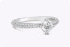 GIA Certified 0.51 Carats Brilliant Round Cut Diamond Pave-Set Engagement Ring in White Gold