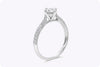GIA Certified 0.51 Carats Brilliant Round Cut Diamond Pave-Set Engagement Ring in White Gold