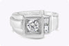 1.05 Carats Total Brilliant Round and Baguette Diamond Men's Ring in White Gold