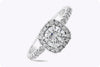 GIA Certified 1.01 Carats Brilliant Round Cut Diamond Halo Engagement Ring in Platinum