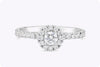 GIA Certified 0.21 Carats Round Diamond Halo Engagement Ring in Platinum