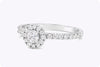 GIA Certified 0.21 Carats Round Diamond Halo Engagement Ring in Platinum