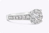 0.79 Carat Total Round Brilliant Cut Diamond Cluster Engagement Ring in White Gold