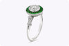 GIA Certified 1.01 Carats Total Round Diamond with Tsavorite Art Deco Style Halo Engagement Ring in Platinum