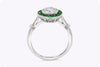 GIA Certified 1.01 Carats Total Round Diamond with Tsavorite Art Deco Style Halo Engagement Ring in Platinum