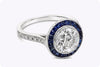 Diamond halo blue sapphire engagement ring